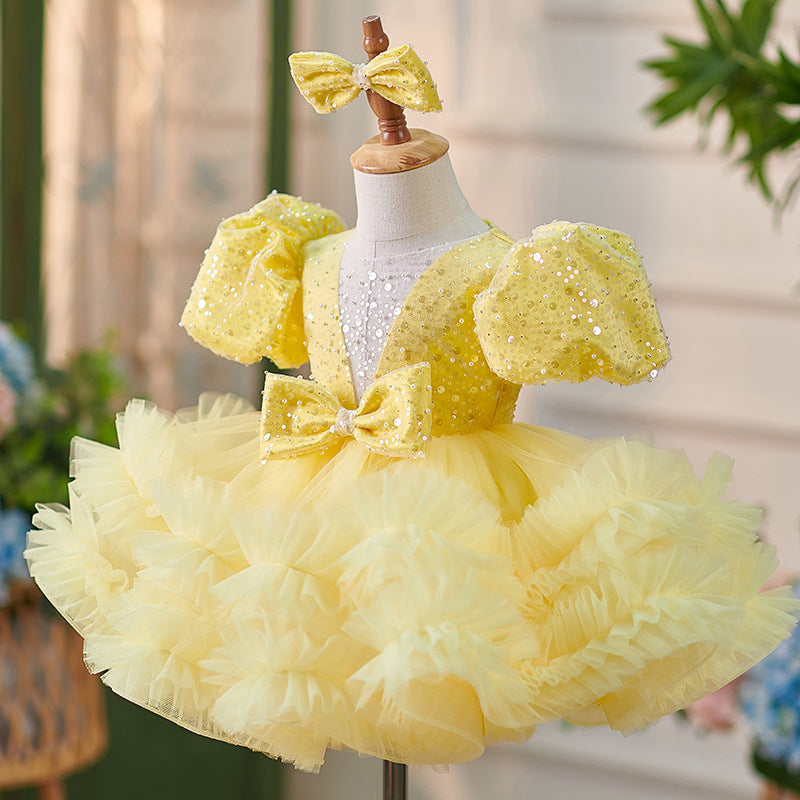 Robe Bébé Fille Longueur Genou en Tulle à Paillettes