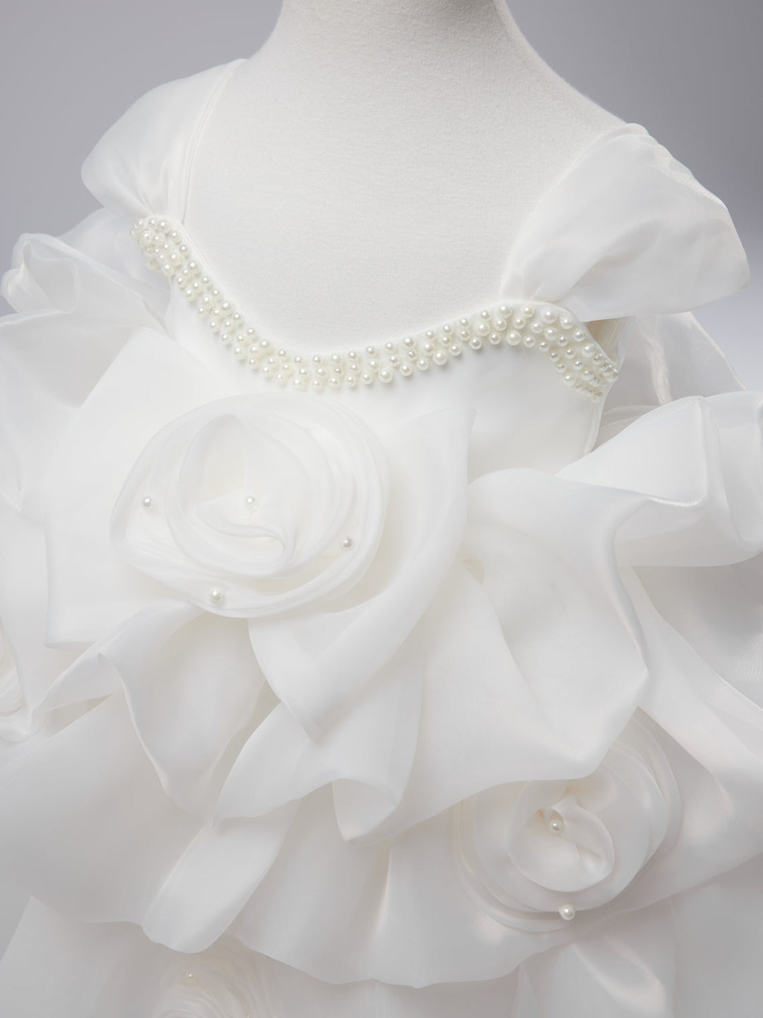 Robe de Fête D'Anniversaire pour Bébé Fille en Organza à Fleurs 3D Jusqu'Aux Genoux