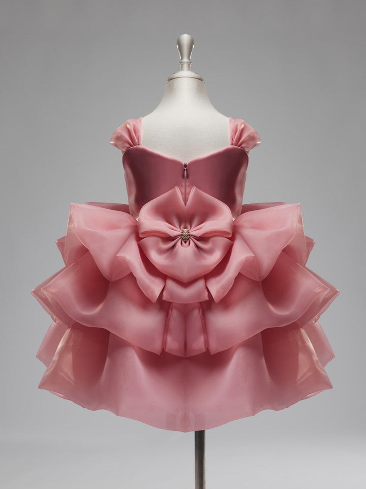 Robe de Fête D'Anniversaire pour Bébé Fille en Organza à Fleurs 3D Jusqu'Aux Genoux