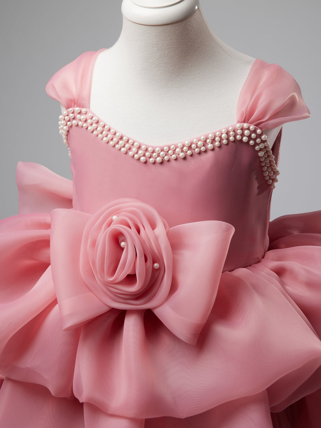 Robe de Fête D'Anniversaire pour Bébé Fille en Organza à Fleurs 3D Jusqu'Aux Genoux
