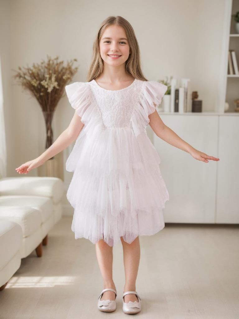 Robe Courte/Mini en Tulle et Dentelle
