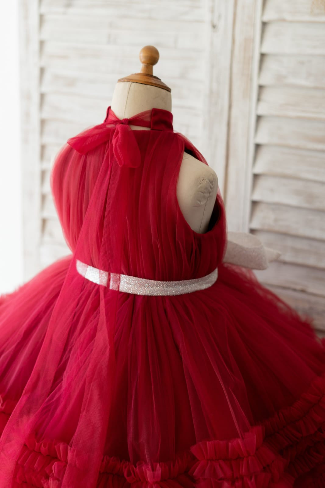 Robe en Tulle Bordeaux Jusqu'Aux Genoux