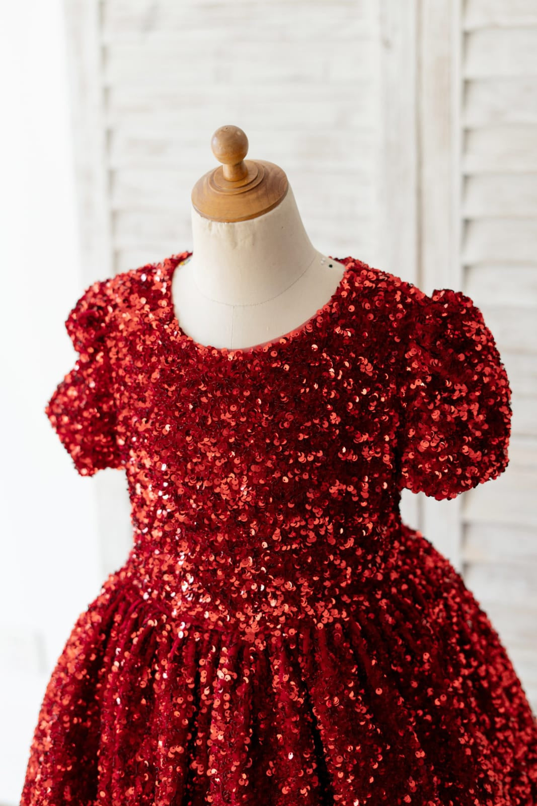Robe Bordeaux Mi-Longue en Velours à Paillettes