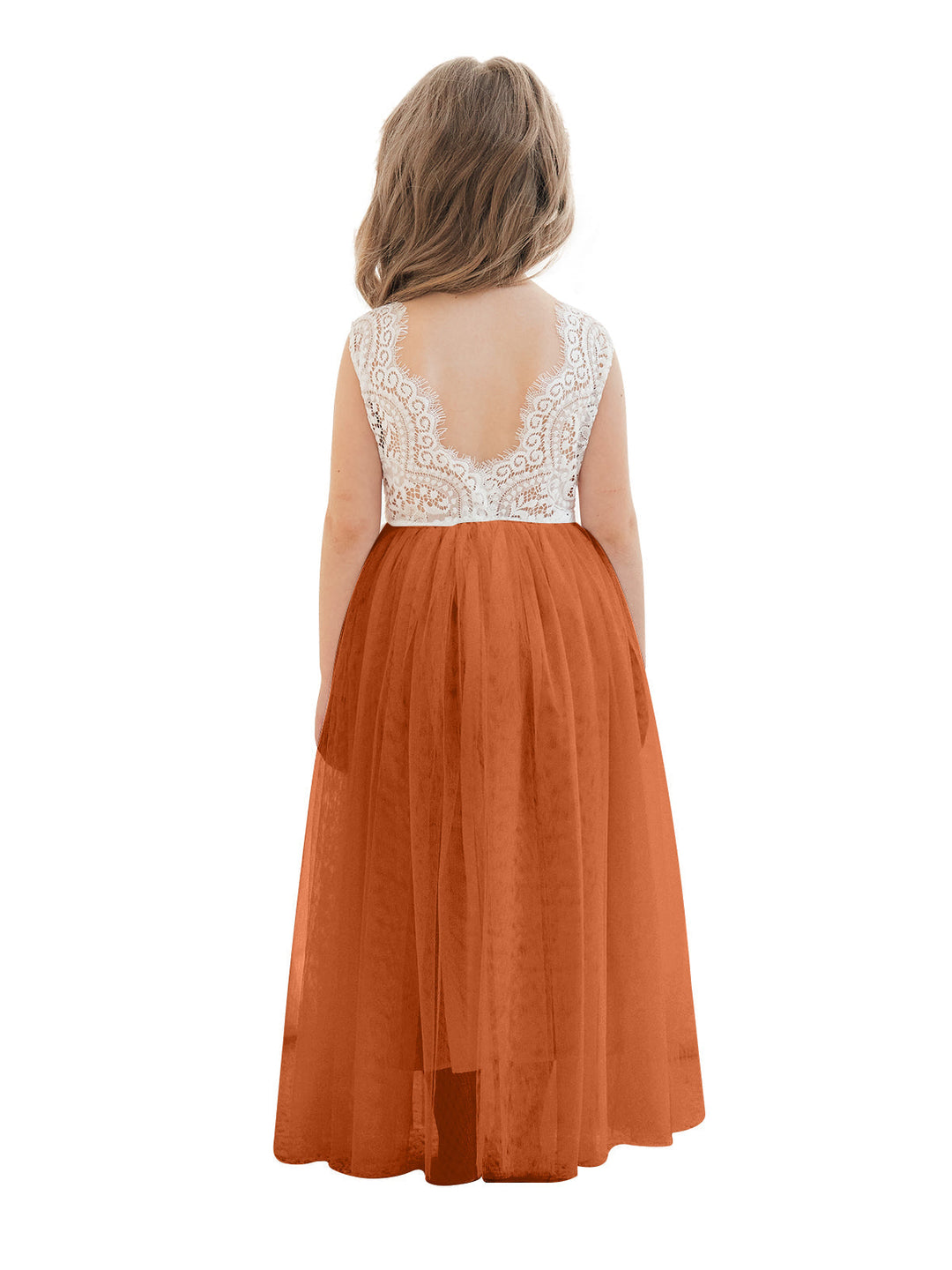 Robe Blanche Trapèze en Tulle et Dentelle Jusqu'À la Cheville