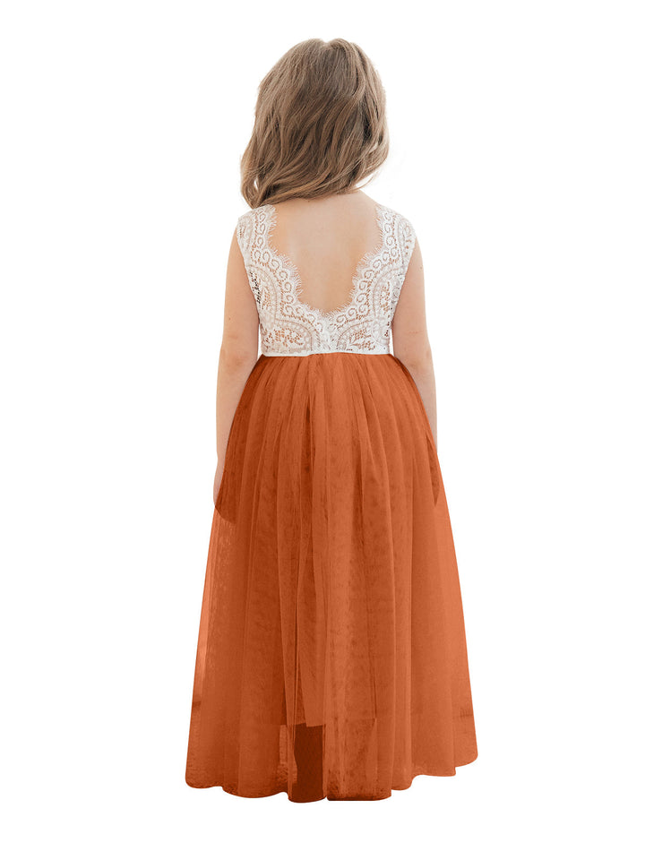 Robe Blanche Trapèze en Tulle et Dentelle Jusqu'À la Cheville