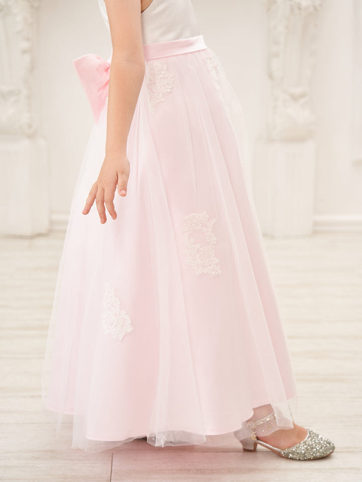 Robe Rose en Tulle Satiné Coupe A Jusqu'À la Cheville