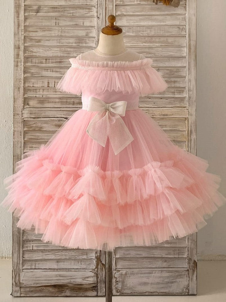 Robe Rose en Tulle Jusqu'Aux Genoux