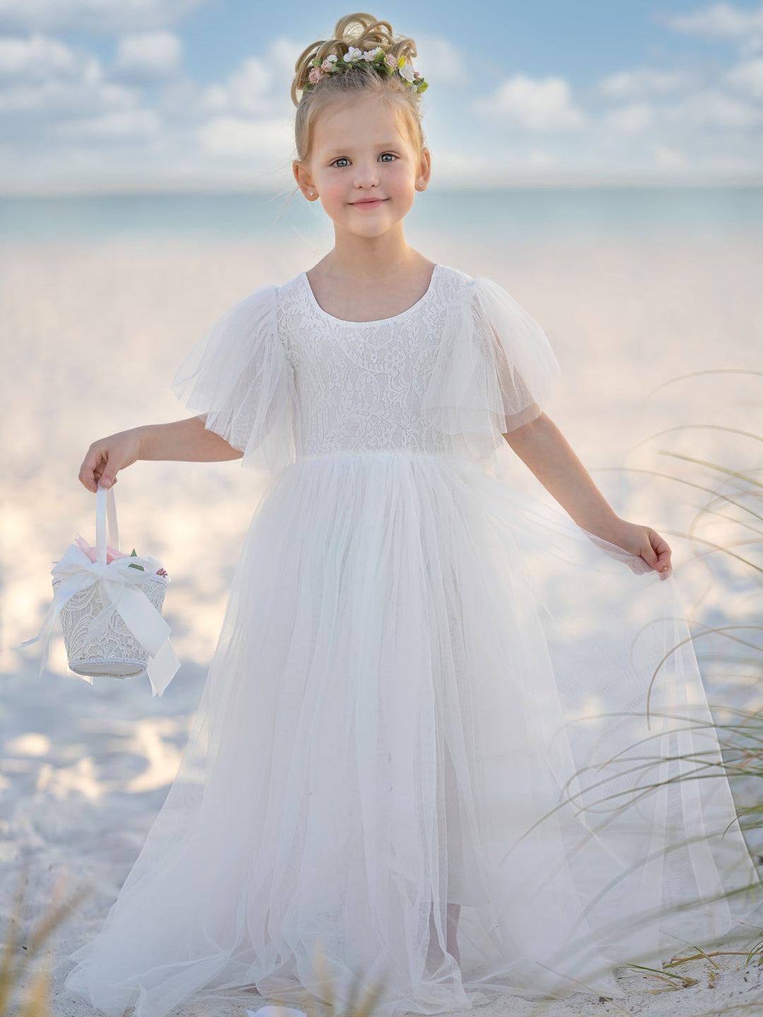 Robe en Tulle et Dentelle Jusqu'À la Cheville