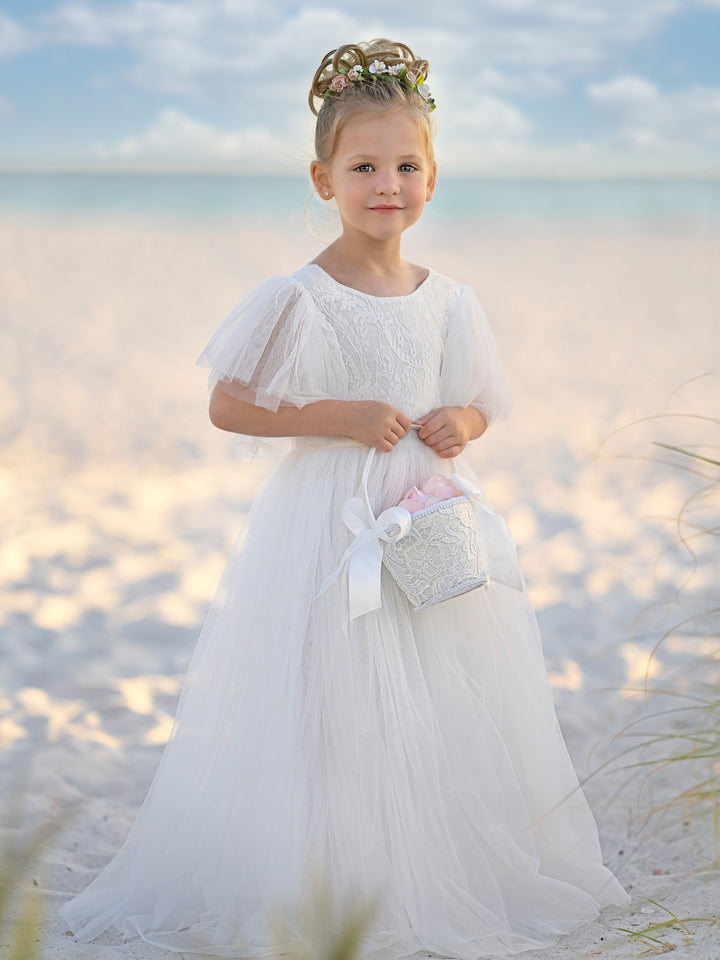 Robe en Tulle et Dentelle Jusqu'À la Cheville