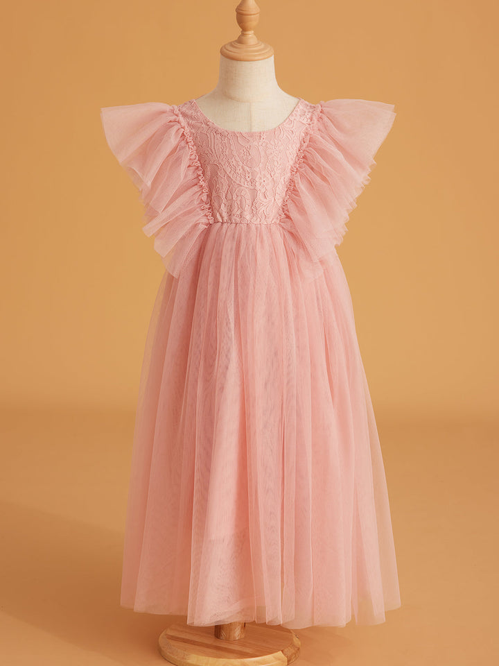 Robe en Tulle et Dentelle Jusqu'À la Cheville