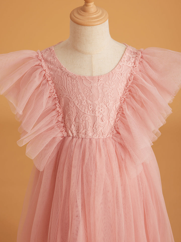 Robe en Tulle et Dentelle Jusqu'À la Cheville