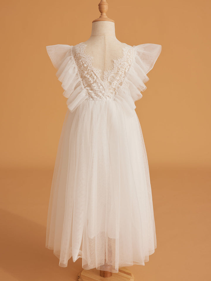 Robe en Tulle et Dentelle Jusqu'À la Cheville