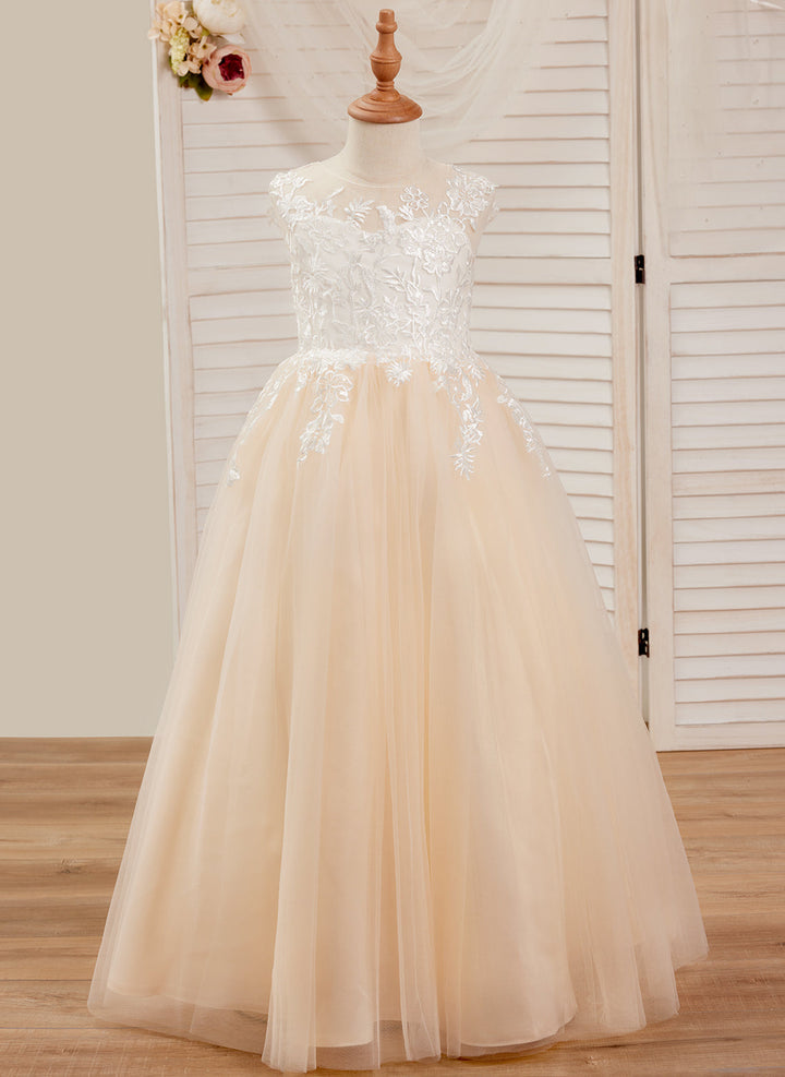 Robe Rose Longue en Tulle et Dentelle Coupe A