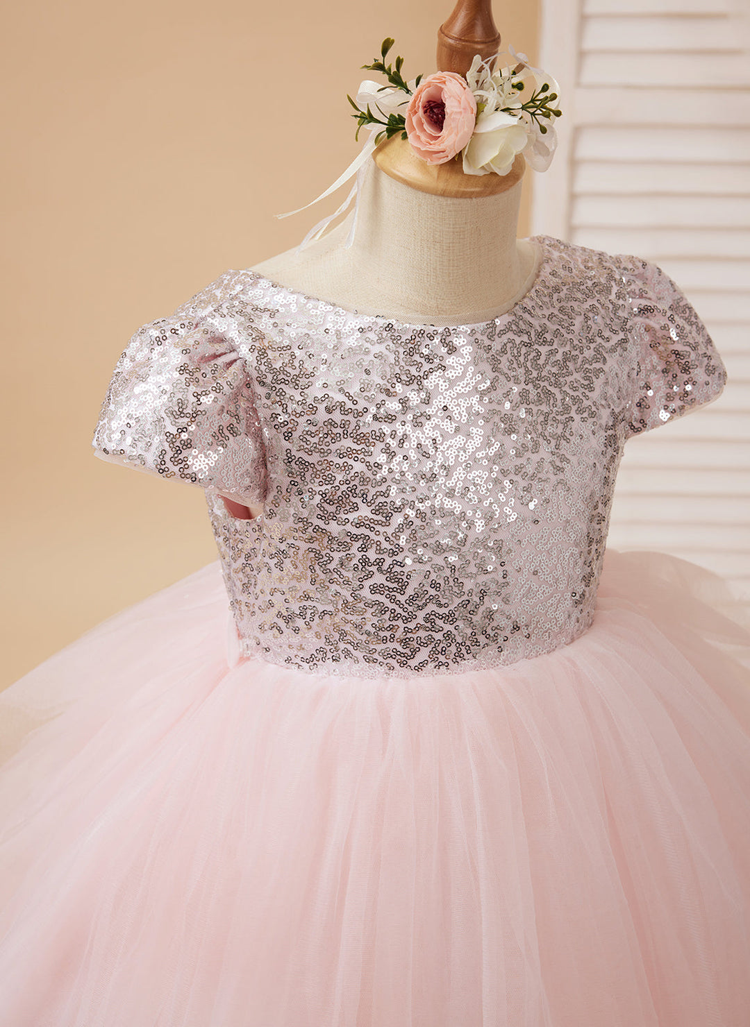 Robe de Bal/Princesse en Tulle Rose pour Fillette