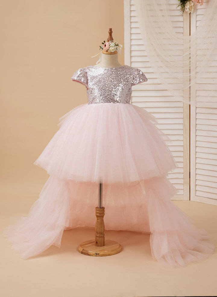 Robe de Bal/Princesse en Tulle Rose pour Fillette