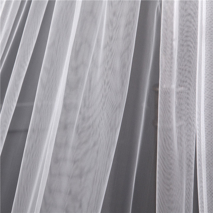 Voile de Mariée Long en Dentelle à Un Niveau avec Appliques