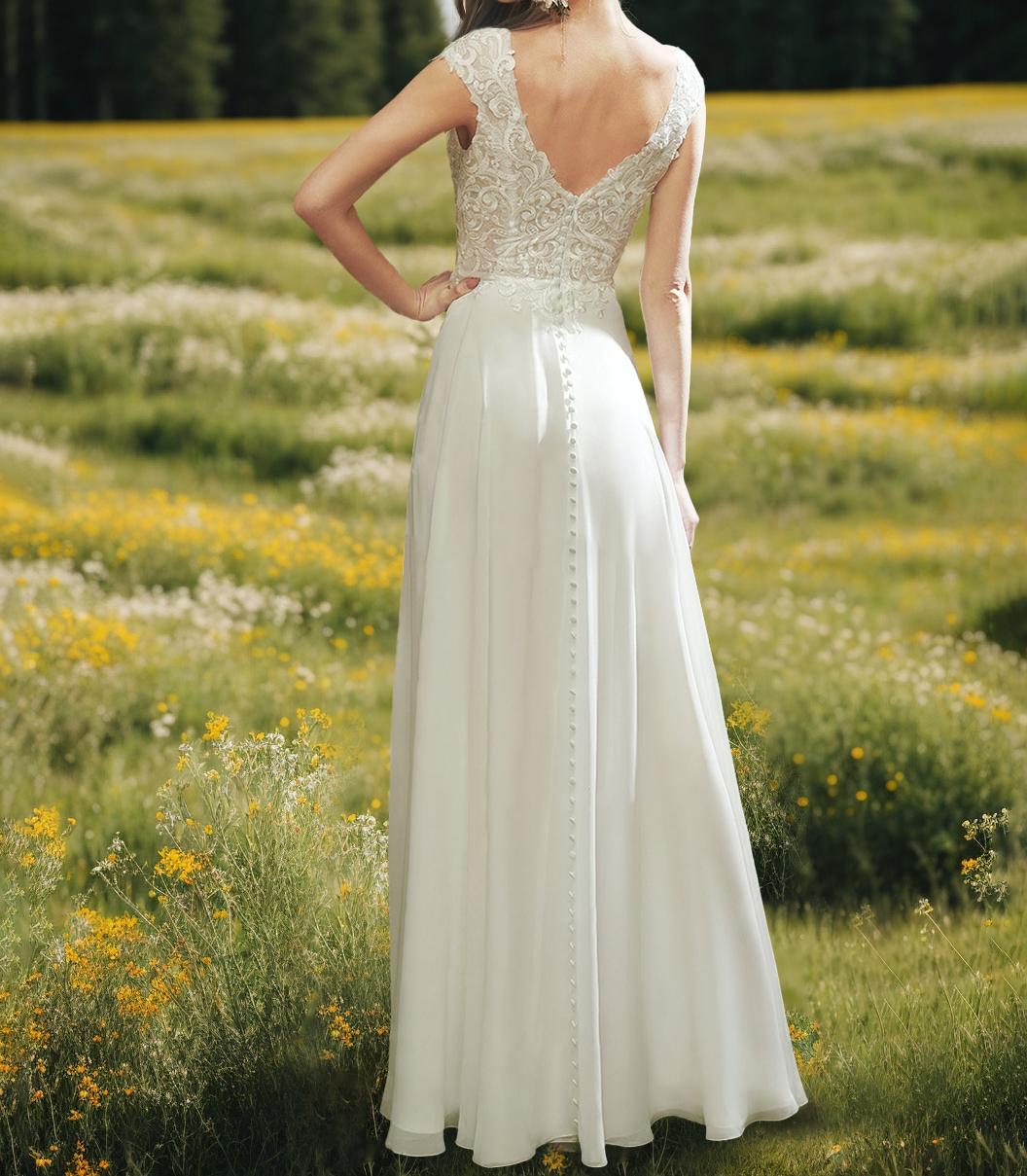 Robe de mariée A-Ligne/Princesse, bustier, sans manches, longueur cheville, avec appliqués