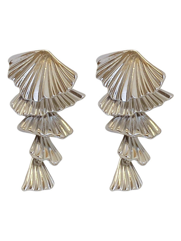 Boucles D'Oreilles Simples Multicouches en Forme D'Éventail Boucles D'Oreilles de Tempérament de Personnalité à la Mode pour Femmes
