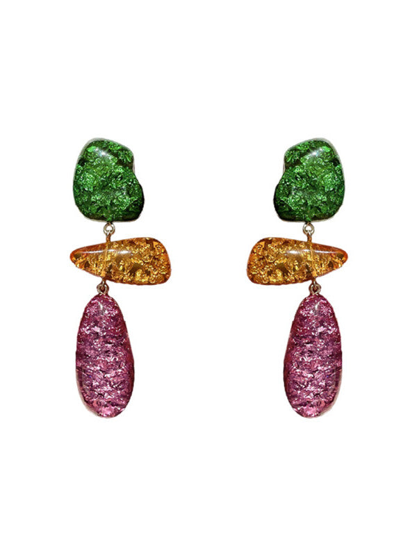 Boucles D'Oreilles Tendance Haut de Gamme de Couleur Contrastée de Personnalité Estivale pour Femmes