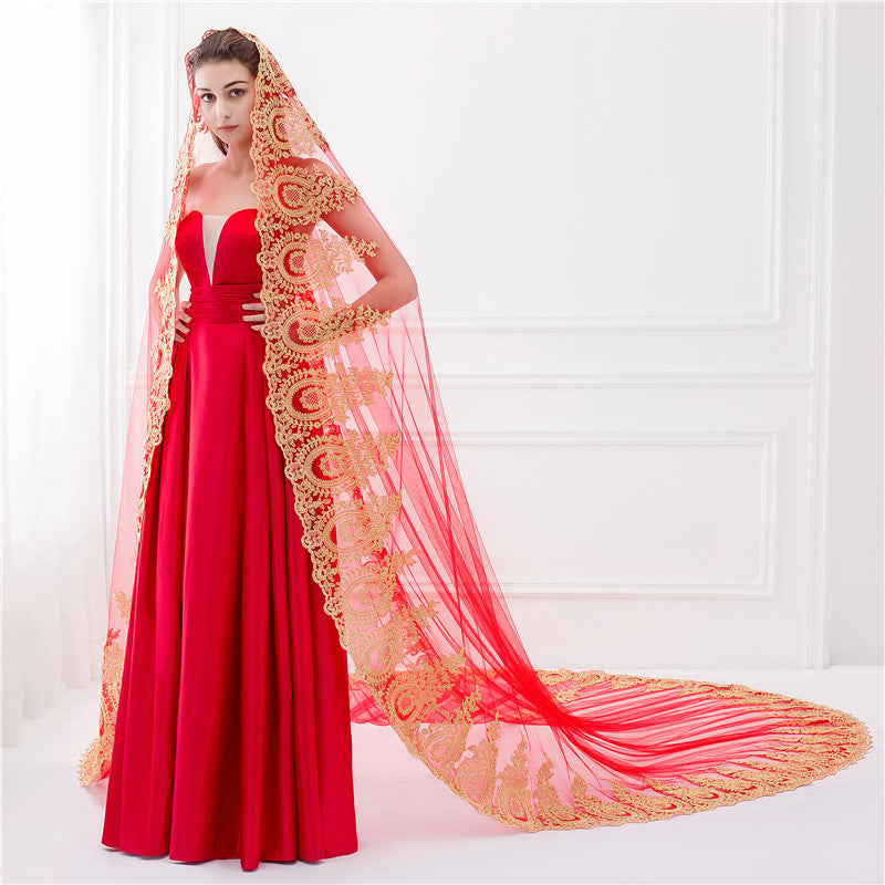 Voile de Mariée Luxueux à Un Niveau avec Broderie