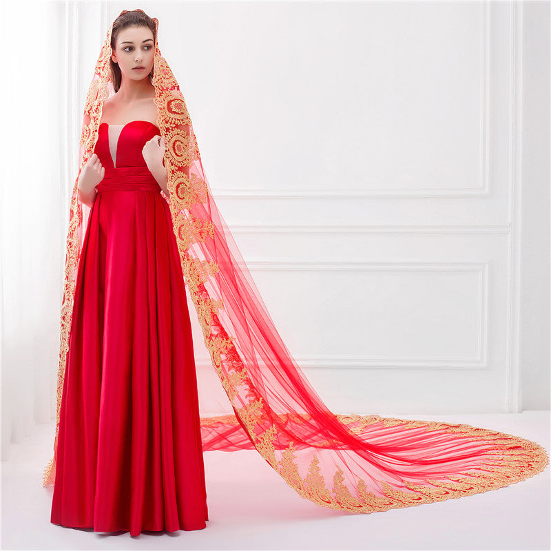 Voile de Mariée Luxueux à Un Niveau avec Broderie