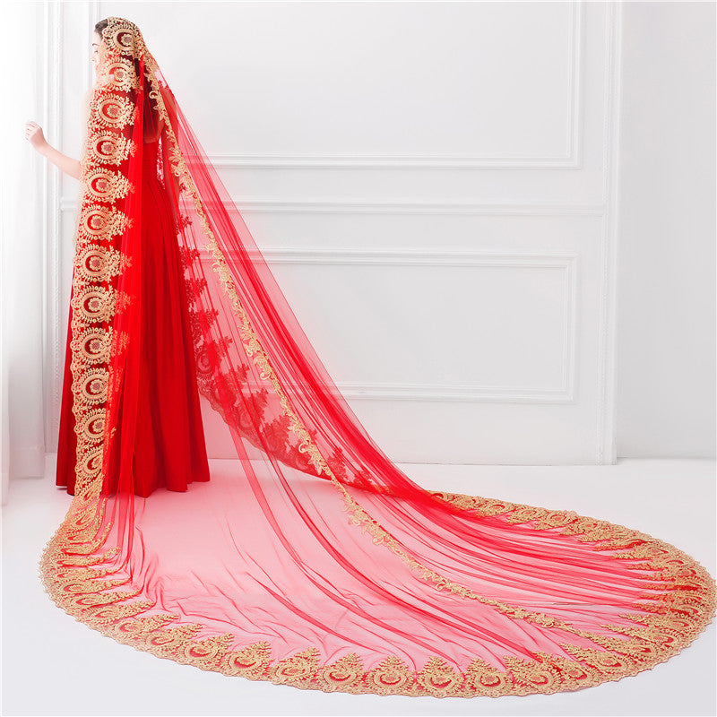 Voile de Mariée Luxueux à Un Niveau avec Broderie