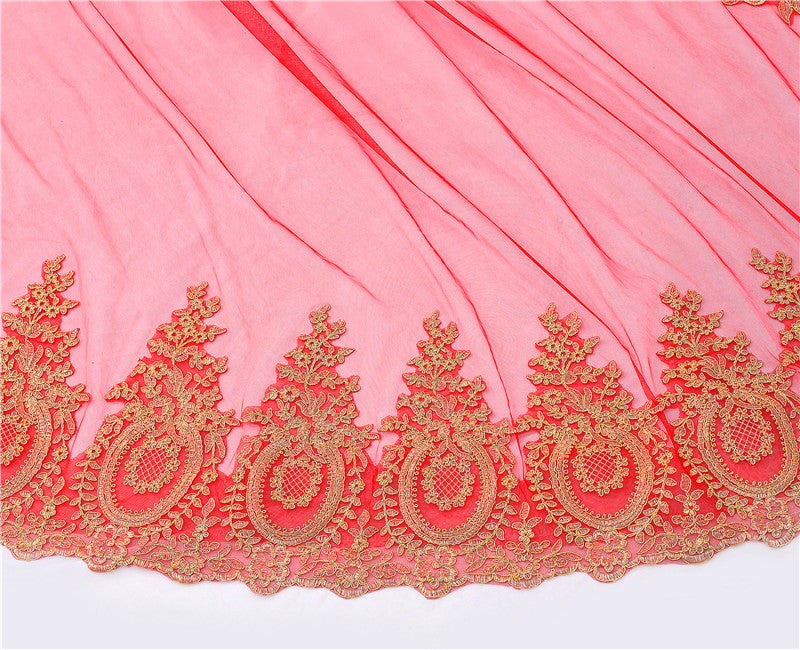 Voile de Mariée Luxueux à Un Niveau avec Broderie