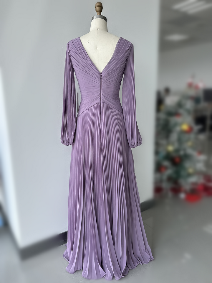 Robes de Mère de la Mariée Grande Taille à Col en V et Coupe Princesse avec Fronces