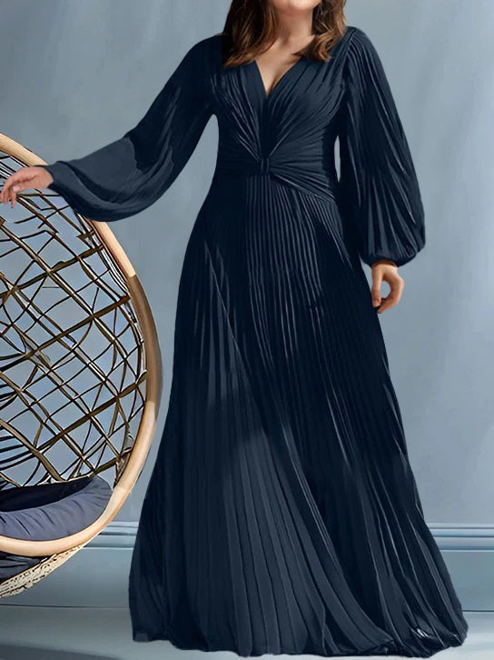 Robes de Mère de la Mariée Grande Taille à Col en V et Coupe Princesse avec Fronces