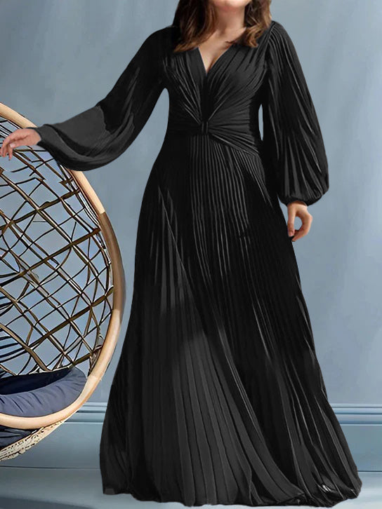 Robes de Mère de la Mariée Grande Taille à Col en V et Coupe Princesse avec Fronces