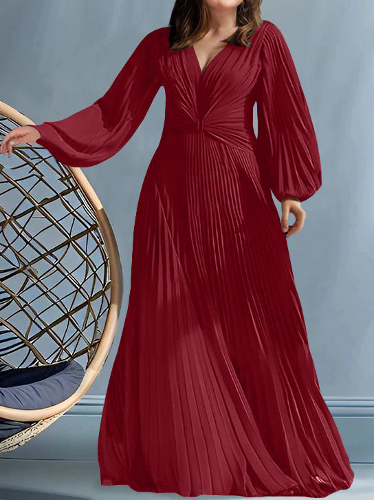 Robes de Mère de la Mariée Grande Taille à Col en V et Coupe Princesse avec Fronces