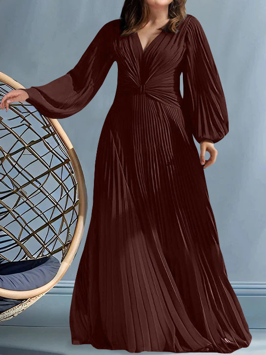 Robes de Mère de la Mariée Grande Taille à Col en V et Coupe Princesse avec Fronces