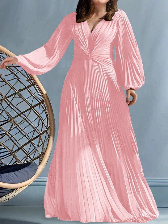 Robes de Mère de la Mariée Grande Taille à Col en V et Coupe Princesse avec Fronces