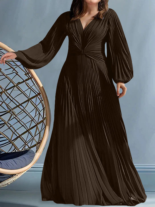 Robes de Mère de la Mariée Grande Taille à Col en V et Coupe Princesse avec Fronces