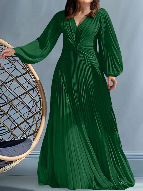 Robes de Mère de la Mariée Grande Taille à Col en V et Coupe Princesse avec Fronces