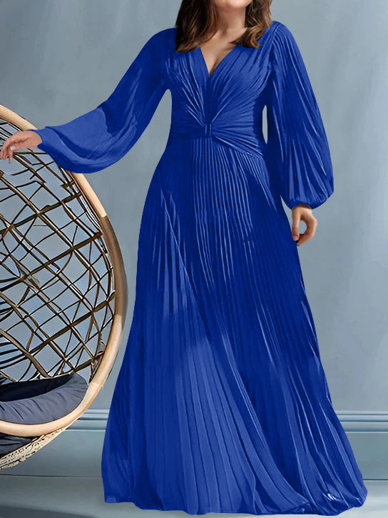 Robes de Mère de la Mariée Grande Taille à Col en V et Coupe Princesse avec Fronces