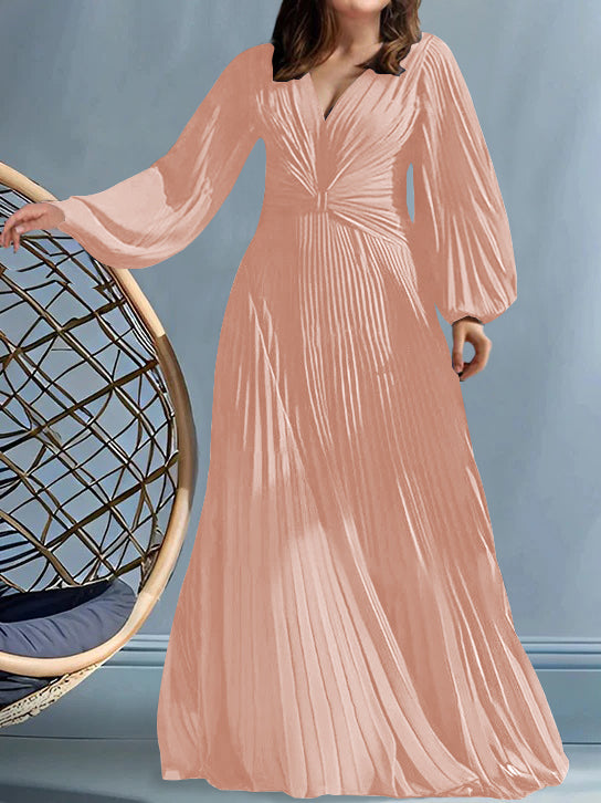 Robes de Mère de la Mariée Grande Taille à Col en V et Coupe Princesse avec Fronces