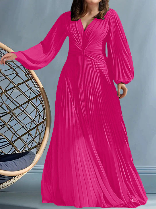 Robes de Mère de la Mariée Grande Taille à Col en V et Coupe Princesse avec Fronces