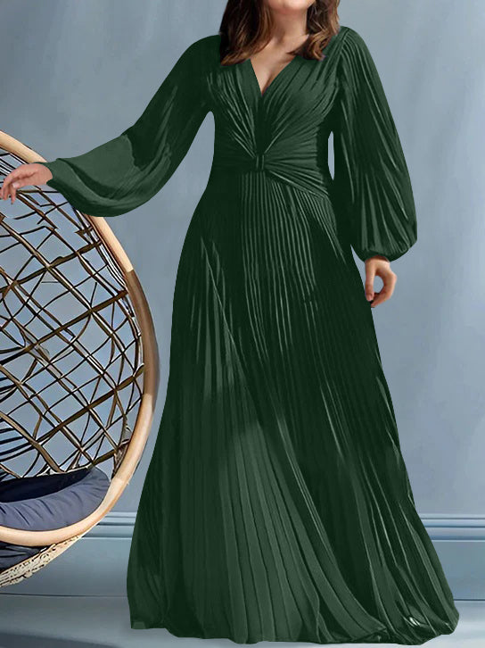 Robes de Mère de la Mariée Grande Taille à Col en V et Coupe Princesse avec Fronces