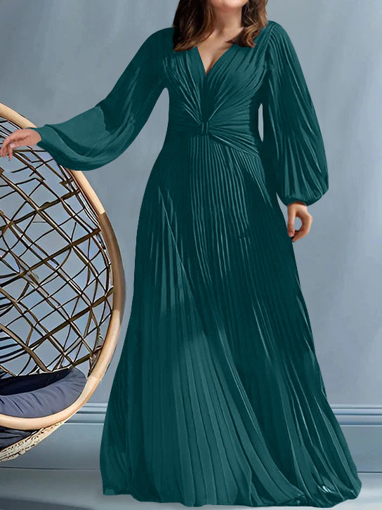 Robes de Mère de la Mariée Grande Taille à Col en V et Coupe Princesse avec Fronces