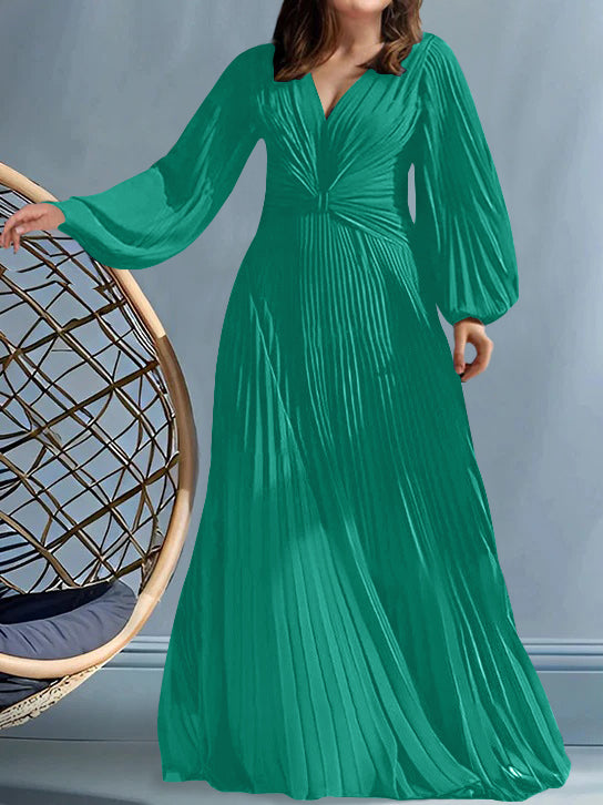 Robes de Mère de la Mariée Grande Taille à Col en V et Coupe Princesse avec Fronces