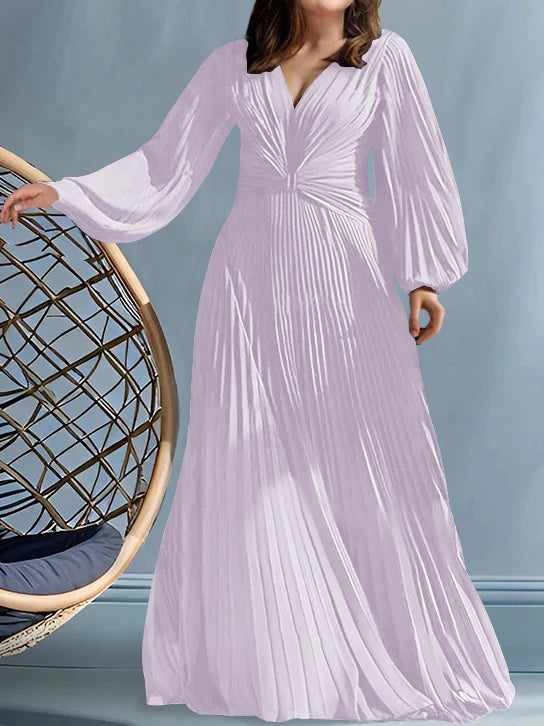 Robes de Mère de la Mariée Grande Taille à Col en V et Coupe Princesse avec Fronces