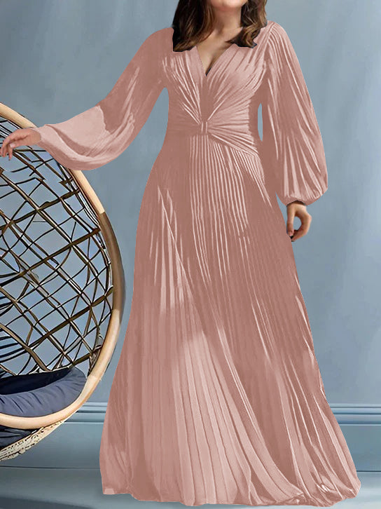 Robes de Mère de la Mariée Grande Taille à Col en V et Coupe Princesse avec Fronces