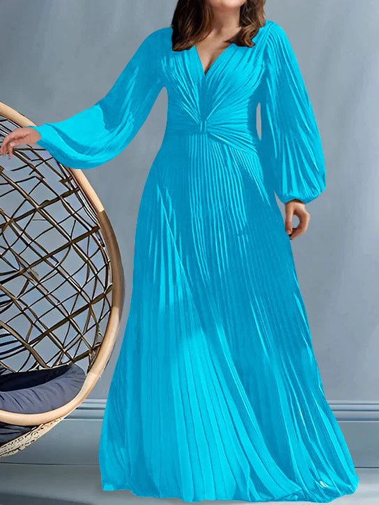 Robes de Mère de la Mariée Grande Taille à Col en V et Coupe Princesse avec Fronces