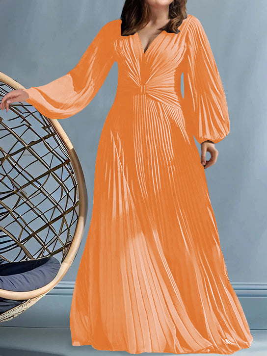 Robes de Mère de la Mariée Grande Taille à Col en V et Coupe Princesse avec Fronces