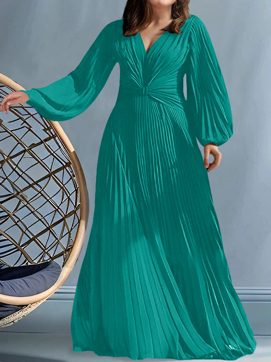 Robes de Mère de la Mariée Grande Taille à Col en V et Coupe Princesse avec Fronces