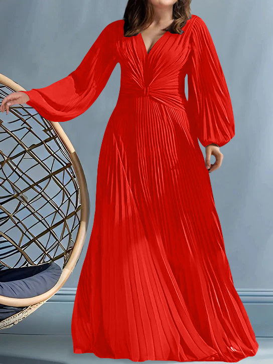 Robes de Mère de la Mariée Grande Taille à Col en V et Coupe Princesse avec Fronces