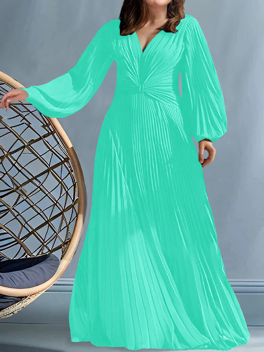 Robes de Mère de la Mariée Grande Taille à Col en V et Coupe Princesse avec Fronces