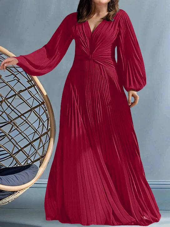 Robes de Mère de la Mariée Grande Taille à Col en V et Coupe Princesse avec Fronces