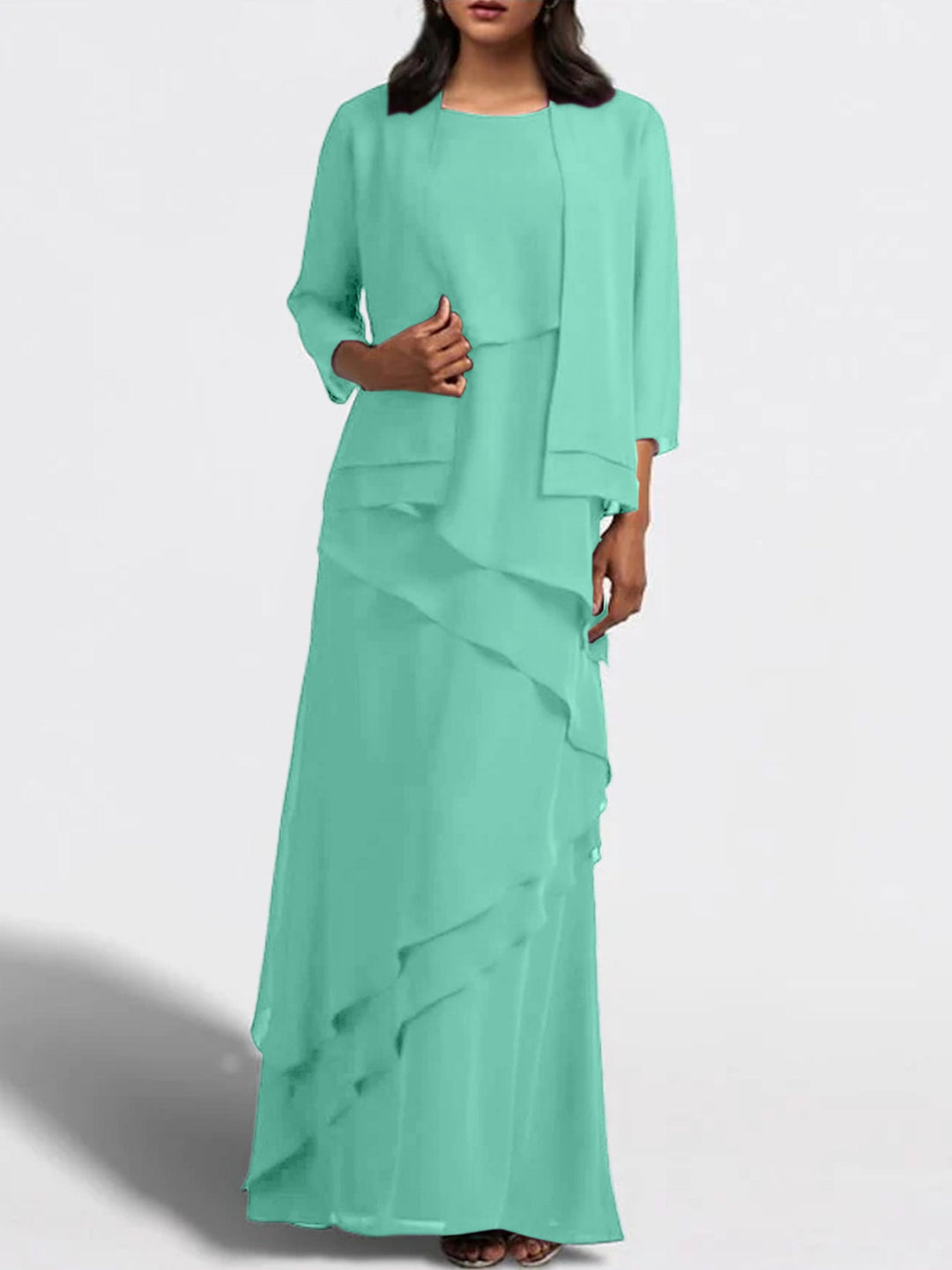 Robes de Mère de la Mariée Fourreau/Colonne Longueur Au Sol avec Veste